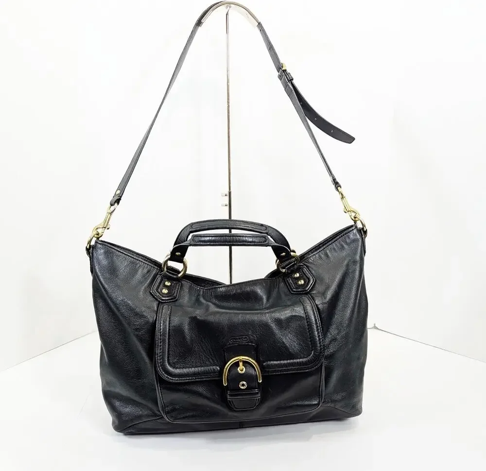 Coach Izzy Leather Carryall Satchel Bag Black Double Handle Purse F24683